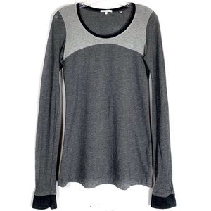 Vince Colorblock Long Sleeve Tee Two Tone Grey M